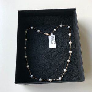 NWT-- 14 k yellow gold pearl station necklace